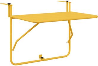 vidaXL Mesa Colgante de Balcón Mostaza 60 x 39 x 65 cm Acero Vidaxl