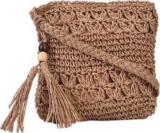 PartyKindom Knitted Straw Tassel Crossbody Bag Lightweight Shoulder Purse for Women Beach Party Shopping Daily Use Handwoven Fashionable Design