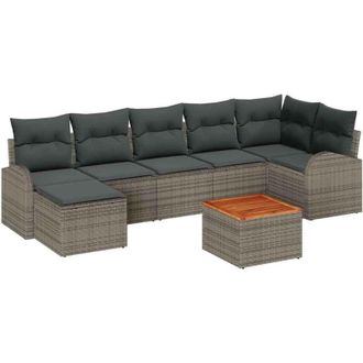vidaXL Conjunto De Sof&aacute; De Jard&iacute;n 8 Pcs Gris