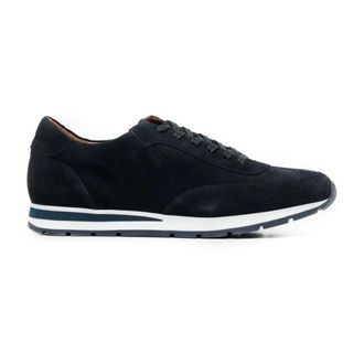 Hackett Su&egrave;de sneakers met geperforeerd logo - Heren - Schoenen - Blauw - Maat: 42 EU Su&egrave;de