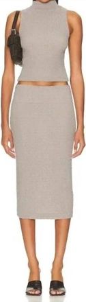 Enza Costa Puckered Pencil Skirt In Limestone