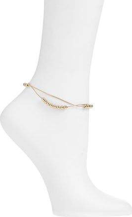 Open Edit Beaded Double Row Anklet in Gold at Nordstrom