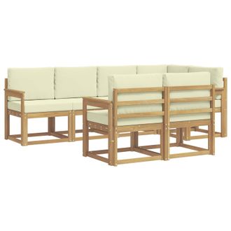 vidaXL Conjunto De Sof&aacute;s De Exterior 7 Pcs Blanco Y Crema Poli&eacute;ster Vidaxl