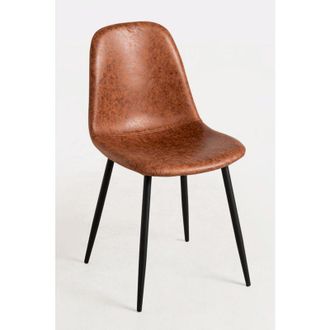 Regalos Miguel Packs Sillas Comedor - Pack 4 Sillas Black Teok Polipiel - Camel Vintage Teok