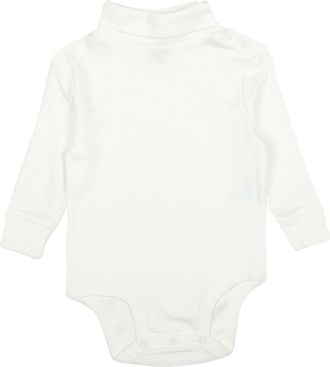 Leveret Cotton Boho Solid Turtleneck Bodysuit in Ivory White at Nordstrom, Size 12-18M