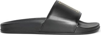 Rhude logo-print leather slides - men - Rubber/Rubber/Calf Leather - 7 - Black