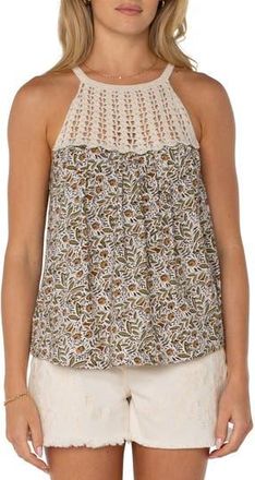 Liverpool L.A. Crochet Detail Tank in Olive Leaf/cream at Nordstrom Rack, Size X-Large