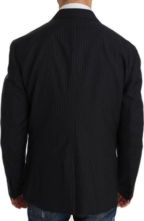Dolce & Gabbana Mens Gray Striped Wool Jacket Coat Slim Blazer Virgin Clothing