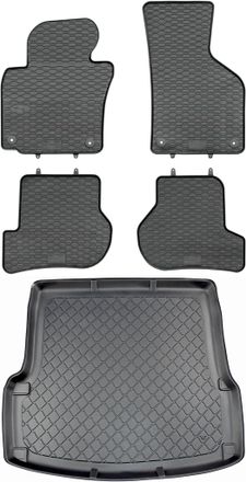 OEM Skoda Octavia Ii 1z Hatchback De 03.2004 A 01.2013 Set - Alfombrillas De Goma Para Coche + Alfombrilla Para Maletero