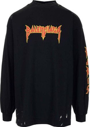Balenciaga Metallica Long Sleeve T-shirt Black Orange 693949TMV881055