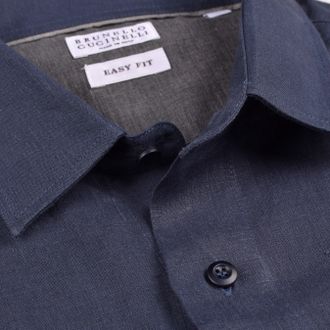Brunello Cucinelli Cashmere Button-Down Shirt - Navy