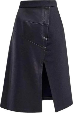 Barbara Bui Hoge taille zwart leren en wollen rok - Dames - Midirokken - Zwart - S - Wol - Rokken