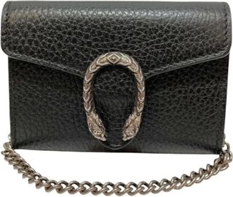 Gucci Pre-owned Mini Bags, female, Black, Size: ONE SIZE Pre-owned Dionysus Leather Card Case