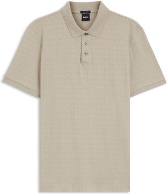 BOSS Geometric-jacquard polo shirt in cotton