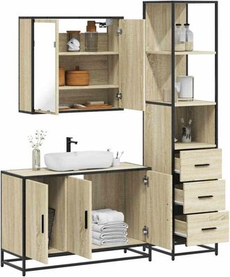 vidaXL Vidaxl - Set De Muebles De Ba&ntilde;o 3 Pzas Madera Contrachapada Roble Sonoma