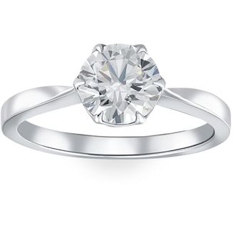 Pompeii3 1 1/2Ct Solitaire Lab Grown Round Diamond Engagement Ring 14k Gold & Platinum