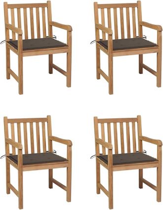vidaXL Sillas De Jard&iacute;n 4 Uds Madera De Teca Con Cojines Gris Taupe Vidaxl
