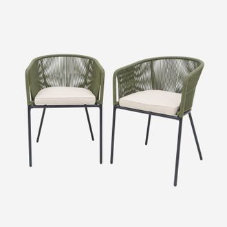 Sweeek Sill&oacute;n De Jard&iacute;n De Cuerda Y Acero Galvanizado, Set De 2
