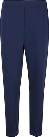 P.A.R.O.S.H. Blauwe Cady Broek met Elastische Taille - Dames - Slim Fit Broeken - Blauw - S - Polyester - Broeken