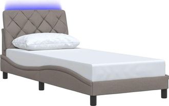 vidaXL Vidaxl - Estructura Cama Con Led Sin Colch&oacute;n Tela Gris Taupe 90x190 Cm