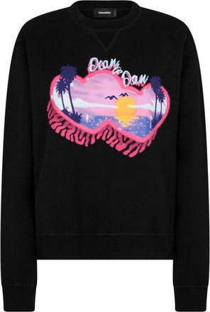 Dsquared2 graphic-print cotton sweatshirt - women - Cotton - S - Black