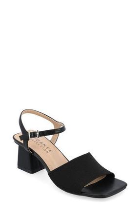 Journee Collection Evylinn Knit Block Heel Sandal in Black at Nordstrom Rack, Size 6.5