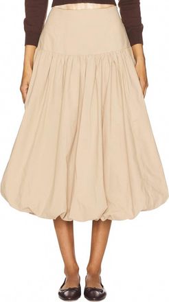 Astr Kia Drop Waist Bubble Hem Midi Skirt In Tan