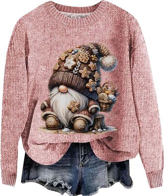 Generic Xmas Outfits Women UK Santa Claus Lightweight Sweatshirts Deer Sweaters Christmas Tree Winter Warm Sweater Fair Isle Chunky Knit Long Sleeve Pullover 