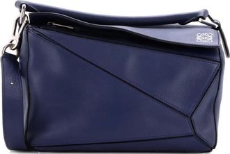 Loewe Borsa a tracolla Puzzle piccola in pelle - Blu