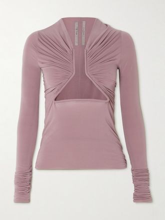 Rick Owens Top Cut-out In Jersey Stretch Arricciato - Rosa
