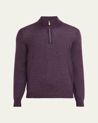 Brunello Cucinelli Mens Cashmere-Blend Quarter-Zip Sweater