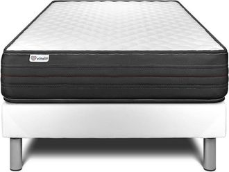VITALIT Somier blanco + colch&oacute;n con espuma viscoel&aacute;stica 120 x 190