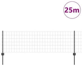 Berkfield Home Durable Euro Fence with 11 U Posts Grey 0, 6x25 m Steel