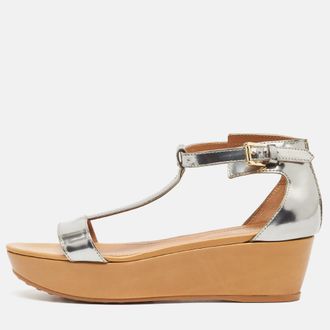 Tod's Tods Sliver Leather Wedge Ankle Strap Sandals