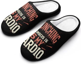 Generic Crunching Numbers Is My Cardio Accountant Slippers Men Winter Warm Cotton Anti-Slip Indoor Slip-Ons House Shoes