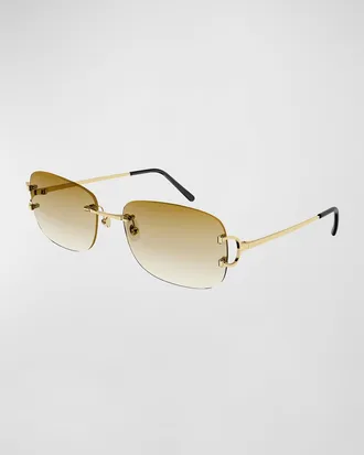 Cartier Men & apos;s Rimless Metal Sunglasses