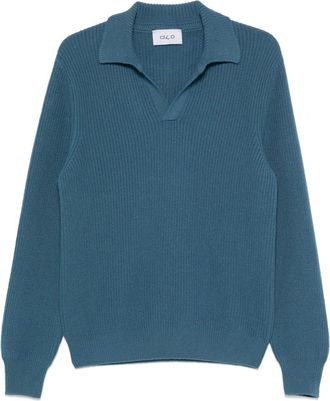 D4.0 Maglione stile polo in lana vergine - Blu