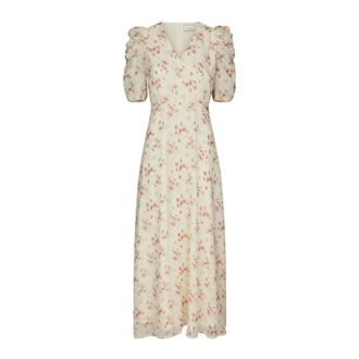 Neo Noir Vira Floral Dress - Dames - Casual kleedjes - Beige - S - Polyester - Kleedjes