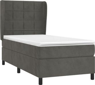 vidaXL Vidaxl - Cama Box Spring Con Colch&oacute;n Terciopelo Gris Oscuro 80x200 Cm