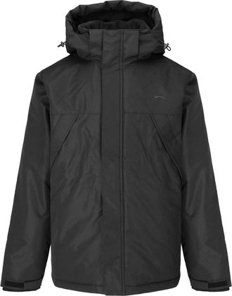 Slazenger Mens Weather Jacket Lined Coat Top Long Sleeve Hooded Zip Full Warm Black XXXXL