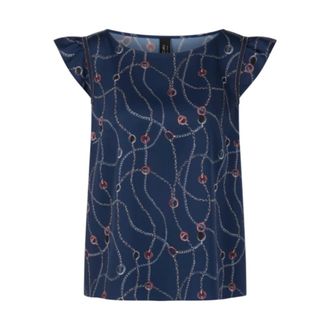 Marc Cain Relaxed Top met Vrouwelijke Details - Dames - Blouses & Shirts - Blauw - Maat: L Leer