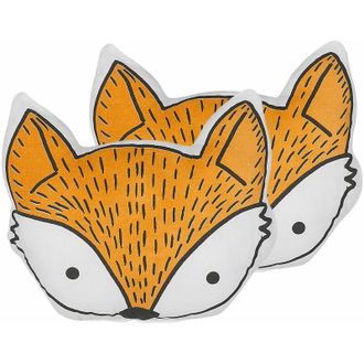 Beliani Beliani - Conjunto De 2 Cojines Infantiles De Algod&oacute;n Naranja 50 X 40 Cm Forma De Zorro Decorativo Habitaci&oacute;n De Ni&ntilde;os Estampado Animal Vadodara