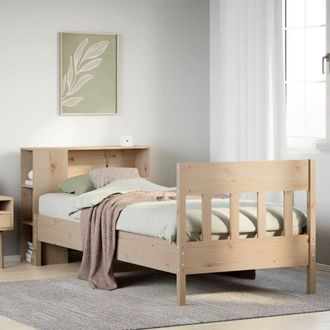 vidaXL Vidaxl - Cama Con Estanter&iacute;a Sin Colch&oacute;n Madera Maciza De Pino 90x200 Cm