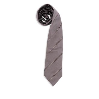Brunello Cucinelli Grey Striped Classic Tie Pointed Tip