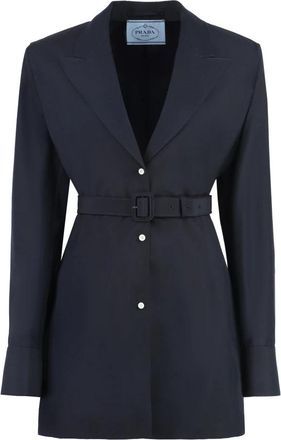 Prada Elegante Wol Mohair Blazer - Dames - Blazers - Blauw - XS - Wol - Jassen