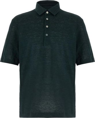 Ermenegildo Zegna Polo in lino con bottoni - Verde