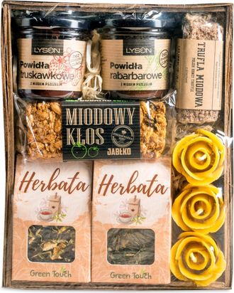 OEM Una Peque&ntilde;a Cesta De Regalo Con T&eacute;, Mermelada, Velas Y Trufas