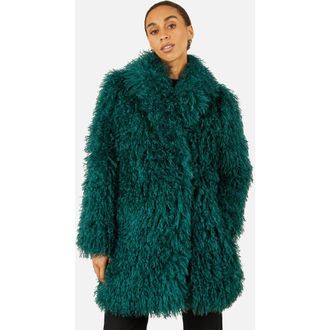 Yumi Luxe Long Hair Faux Fur Coat in Teal at Nordstrom, Size 4