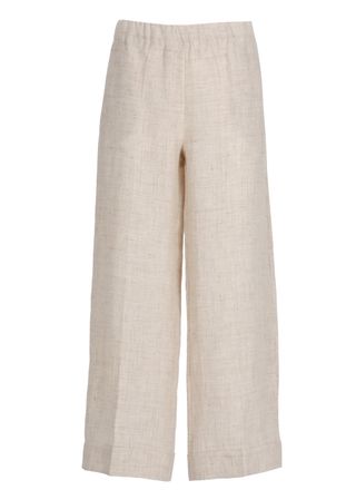 D.exterior Beige Elastic Waist Linen Shorts