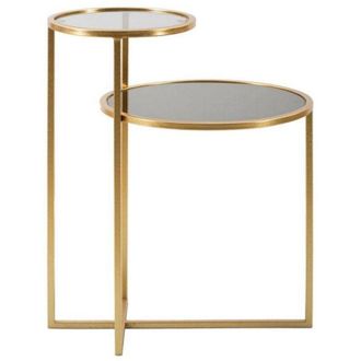 Dmora Tavolino da salotto Yoko, Tavolo basso da caff&egrave;, Portariviste per divano, Ripiano da soggiorno, 50x40 h61 cm, Oro - Dmora